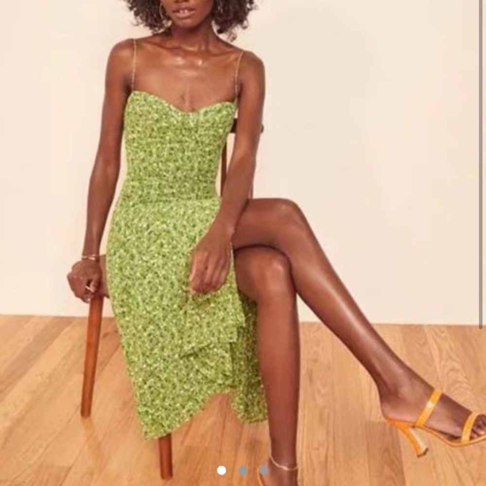 Bright Green Reformation Midi Dress